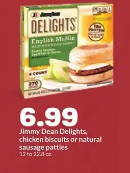 Hy-Vee Jimmy Dean Delights, chicken biscuits or natural sausage patties offer