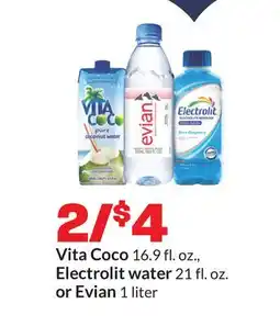 Hy-Vee Vita Coco 16.9 fl. oz., Electrolit water 21 fl. oz. or Evian 1 liter offer