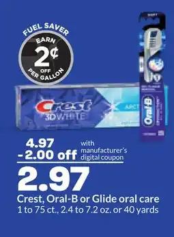 Hy-Vee Crest, Oral-B or Glide oral care offer