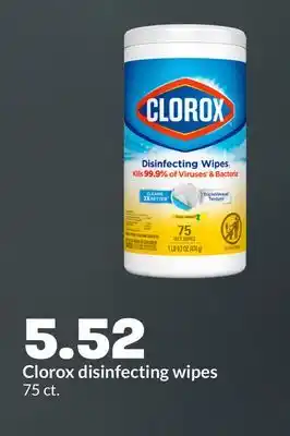 Hy-Vee Clorox disinfecting wipes offer