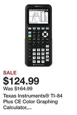 Office Depot Texas Instruments TI-84 Plus CE Color Graphing Calculator, Black/White offer