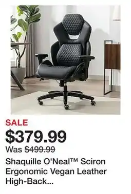 Office Depot Shaquille O'Neal Sciron Ergonomic Vegan Leather High-Back Executive Office Chair, Black offer
