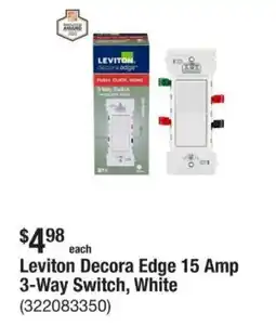 The Home Depot Leviton Decora Edge 15 Amp 3-Way Switch, White offer