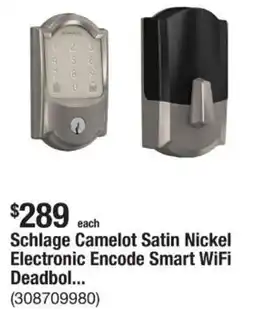 The Home Depot Schlage Camelot Satin Nickel Electronic Encode Smart WiFi Deadbol... offer