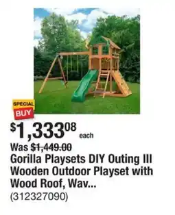 The Home Depot Gorilla Playsets DIY Outing III Wooden Outdoor Playset with Wood Roof, Wav... offer
