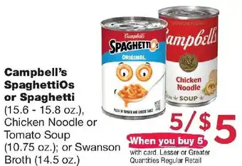 Family Fresh Market Campbell's SpaghettiOs or Spaghetti offer