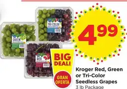 Food 4 Less Kroger Red, Green or Tri-Color Seedless Grapes offer
