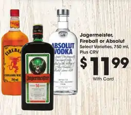 Ralphs Jagermeister, Fireball or Absolut offer
