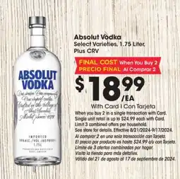 Ralphs Absolut Vodka offer