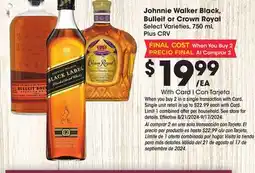 Ralphs Johnnie Walker Black, Bulleit or Crown Royal offer