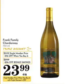Pavilions Frank Family Chardonnay offer
