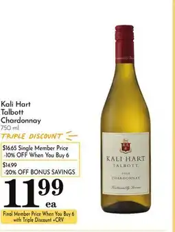 Pavilions Kali Hart Talbott Chardonnay offer