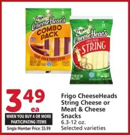 Vons Frigo CheeseHeads String Cheese or Meat & Cheese Snacks offer
