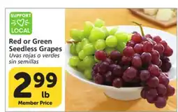 Albertsons Red or Green Seedless Grapes offer
