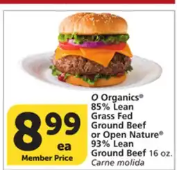 Vons O Organics 85% Lean Grass Fed Ground Beef or Open Nature 93% Lean Ground Beef offer