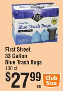 Smart & Final First Street 33 Gallon Blue Trash Bags offer