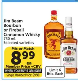 Vons Jim Beam Bourbon or Fireball Cinnamon Whisky offer