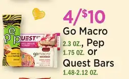 Heinen's Go Macro 2.3 OZ., Pep 1.75 OZ. or Quest Bars 1.48-2.12 OZ offer