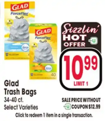 Jewel-Osco Glad Trash Bags offer