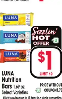 Jewel-Osco LUNA Nutrition Bars offer