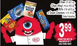Jewel-Osco Oreo 17-18.7 oz., Chips Ahoy! 14.2-19.5 oz., Ritz 17.8-20.5 oz. or Snack Crackers 11.4-14 oz offer