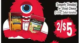 Jewel-Osco Sargento Shredded or Sliced Cheese offer