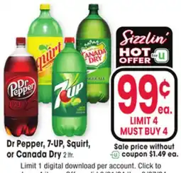 Jewel-Osco Dr Pepper, 7-UP, Squirt, or Canada Dry offer