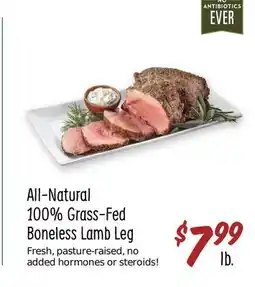 Sprouts Farmers Market All-Natural 100% Grass-Fed Boneless Lamb Leg offer