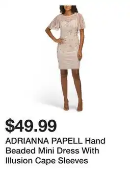 Marshalls ADRIANNA PAPELL Hand Beaded Mini Dress With Illusion Cape Sleeves offer
