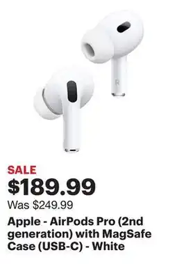 Best Buy Apple - AirPods Pro (2nd generation) with MagSafe Case (USB‑C) - White offer