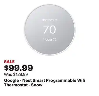 Best Buy Google - Nest Smart Programmable Wifi Thermostat - Snow offer