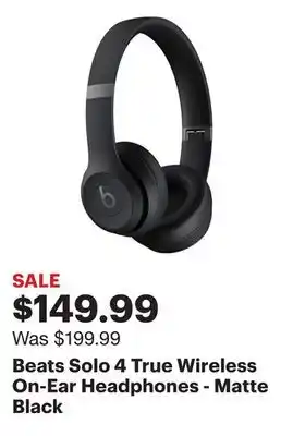 Best Buy Beats Solo 4 True Wireless On-Ear Headphones - Matte Black offer