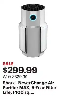 Best Buy Shark - NeverChange Air Purifier MAX, 5-Year Filter Life, 1400 sq. Ft - White offer