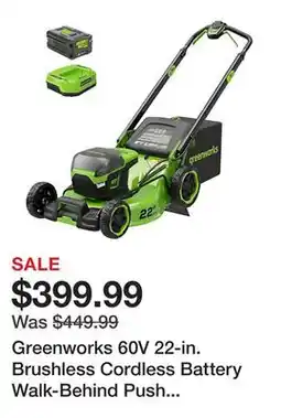 Tractor Supply Company Greenworks 60V 22-in. Brushless Cordless Battery Walk-Behind Push Lawn Mower, 5.0Ah Battery & Charger offer