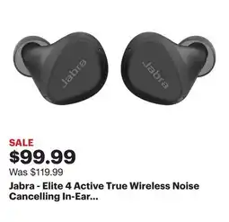 Best Buy Jabra - Elite 4 Active True Wireless Noise Cancelling In-Ear Headphones - Black offer