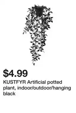 Ikea KUSTFYR Artificial potted plant, indoor/outdoor/hanging black offer