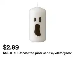 Ikea KUSTFYR Unscented pillar candle, white/ghost offer