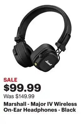 Best Buy Marshall - Major IV Wireless On-Ear Headphones - Black offer