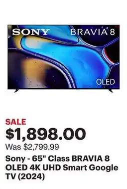 Best Buy Sony - 65 Class BRAVIA 8 OLED 4K UHD Smart Google TV (2024) offer