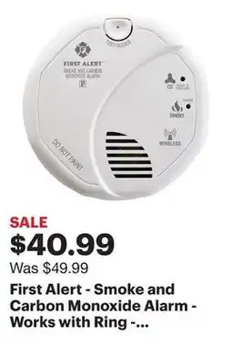 Best Buy First Alert - Smoke and Carbon Monoxide Alarm - Works with Ring - White offer