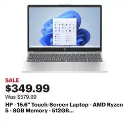 Best Buy HP - 15.6 Touch-Screen Laptop - AMD Ryzen 5 - 8GB Memory - 512GB SSD - Natural Silver offer