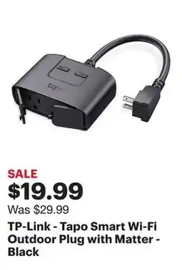 Best Buy TP-Link - Tapo Smart Wi-Fi Outdoor Plug with Matter - Black offer