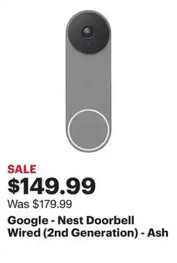 Best Buy Google - Nest Doorbell Wired (2nd Generation) - Ash offer