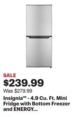 Best Buy Insignia - 4.9 Cu. Ft. Mini Fridge with Bottom Freezer and ENERGY STAR Certification - Stainless Steel offer
