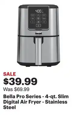 Best Buy Bella Pro Series - 4-qt. Slim Digital Air Fryer - Stainless Steel offer