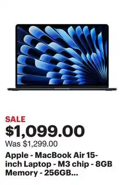 Best Buy Apple - MacBook Air 15-inch Laptop - M3 chip - 8GB Memory - 256GB SSD - Midnight offer