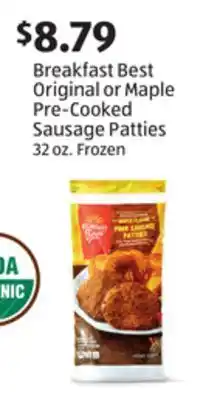 Aldi Breakfast Best Original or Maple Pre-Cooked Sausage Patties offer