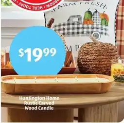 Aldi Huntington Home Rustic Carved Wood Candle offer