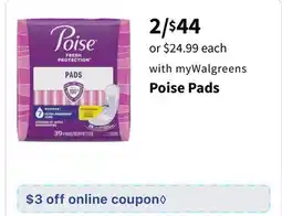 Walgreens Poise Pads offer