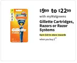 Walgreens Gillette Cartridges, Razors or Razor Systems offer